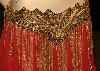 Aesthetically Pleasing Belly Dancing Costume In Orange And Red
