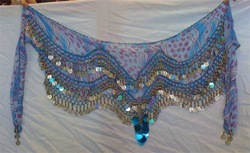 Hip Scarf with Coins Blue - DC House of Fashion